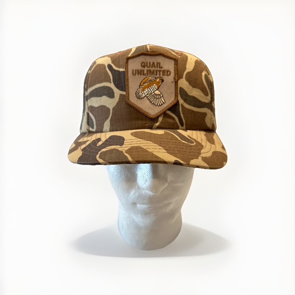 Vintage Camo Youngan SnapBack Hat Quail Unlimited Bird Hunting Outdoor